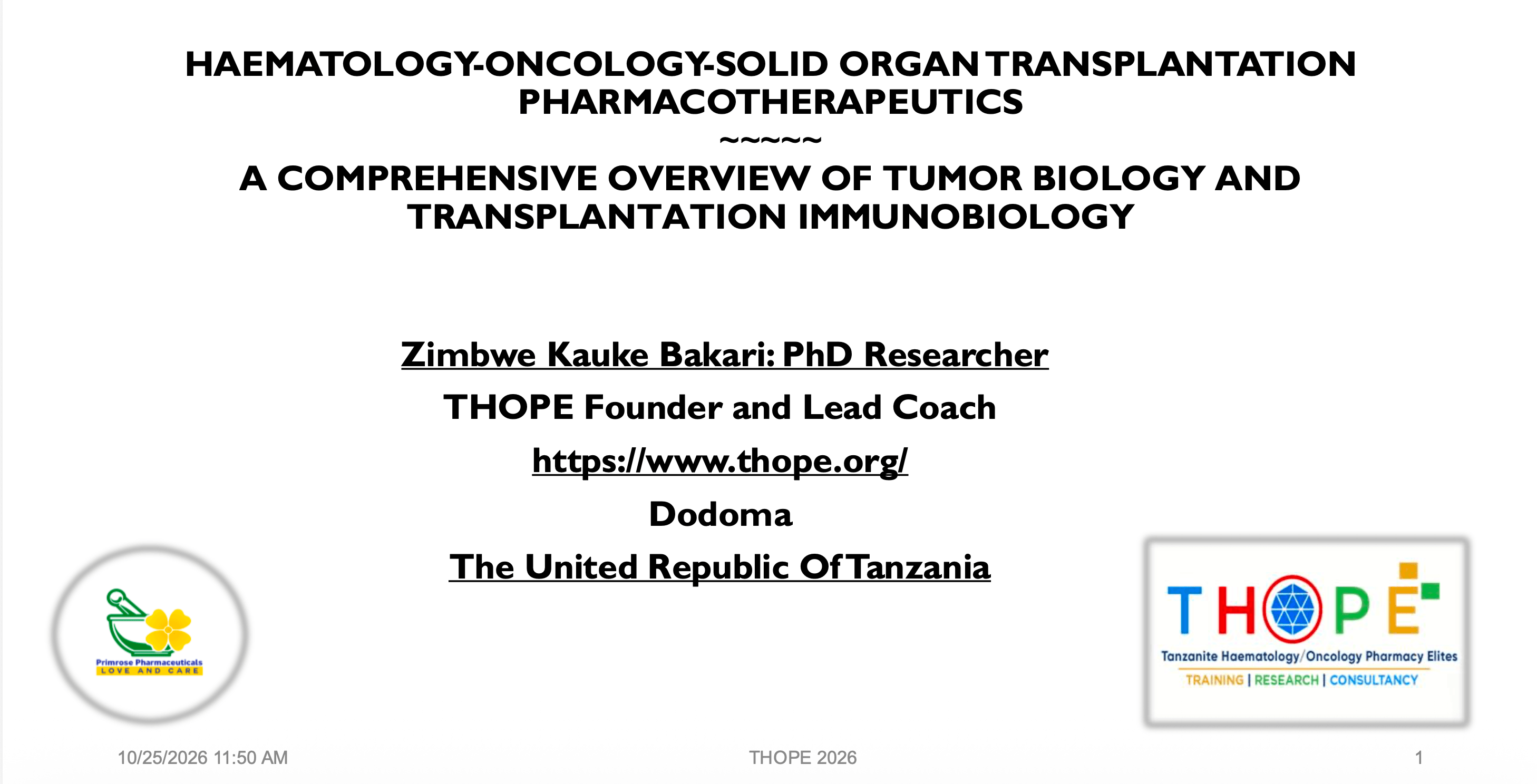 A COMPREHENSIVE OVERVIEW OF TUMOR BIOLOGY AND TRANSPLANTATION IMMUNOBIOLOGY